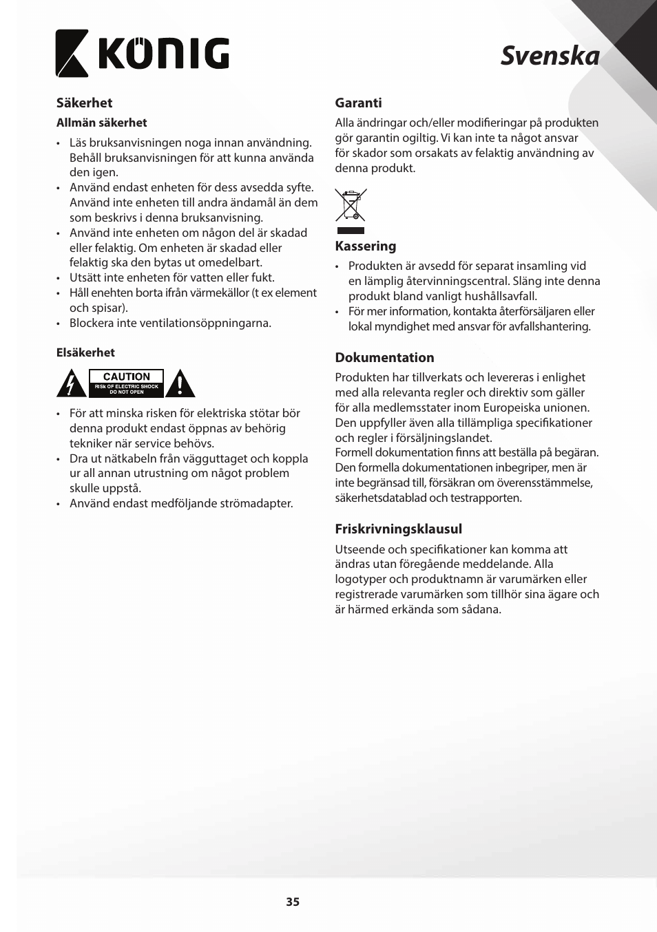 Svenska | Konig Electronic Film scanner with LCD 5 megapixel User Manual | Page 35 / 84