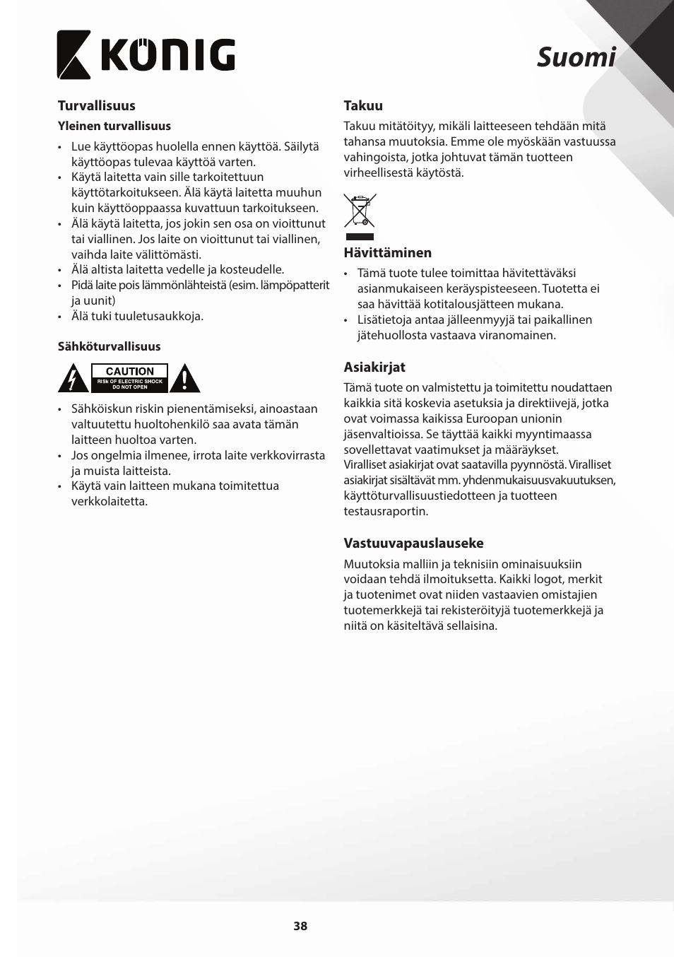 Suomi | Konig Electronic Film scanner with LCD 5 megapixel User Manual | Page 38 / 84