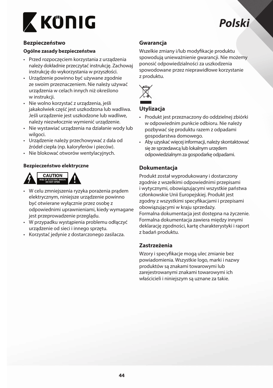 Polski | Konig Electronic Film scanner with LCD 5 megapixel User Manual | Page 44 / 84