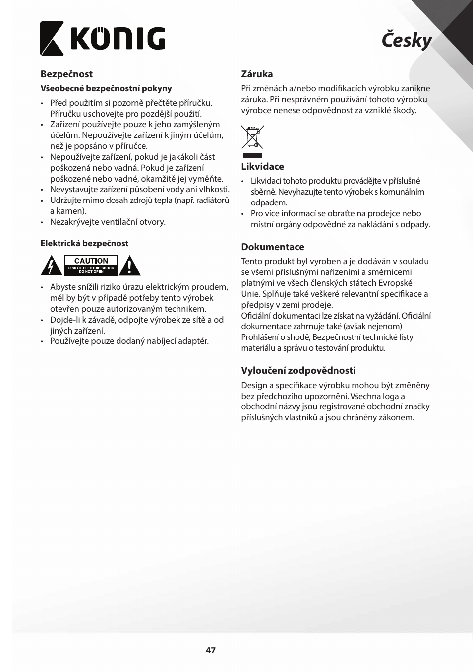 Česky | Konig Electronic Film scanner with LCD 5 megapixel User Manual | Page 47 / 84