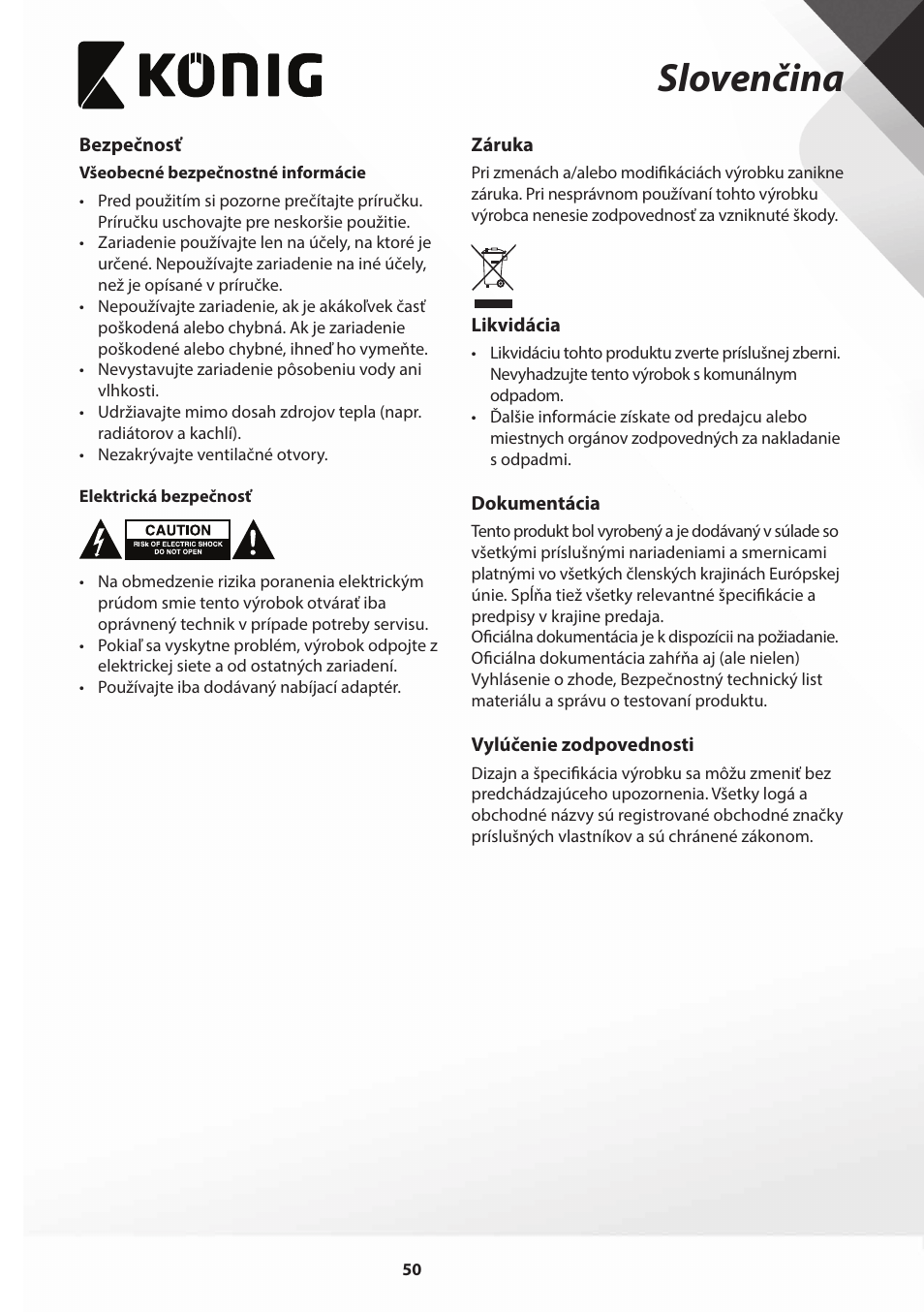 Slovenčina | Konig Electronic Film scanner with LCD 5 megapixel User Manual | Page 50 / 84