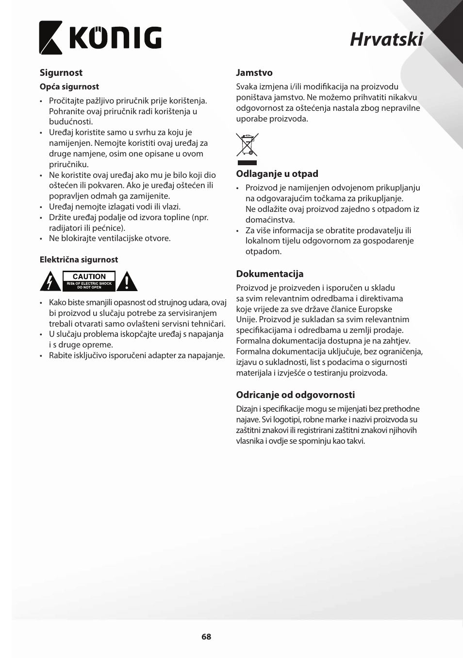 Hrvatski | Konig Electronic Film scanner with LCD 5 megapixel User Manual | Page 68 / 84