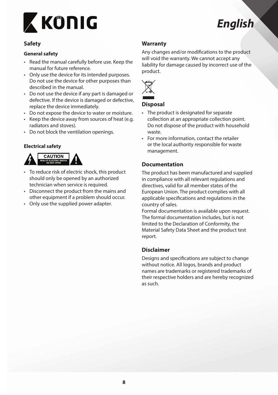 English | Konig Electronic Film scanner with LCD 5 megapixel User Manual | Page 8 / 84