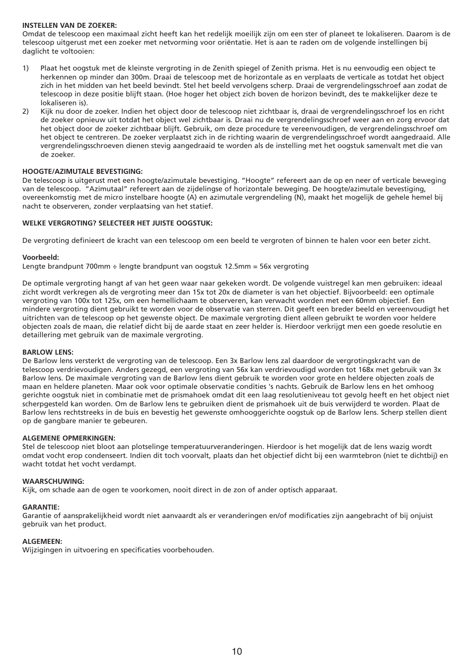 Konig Electronic Refractor telescope User Manual | Page 10 / 20