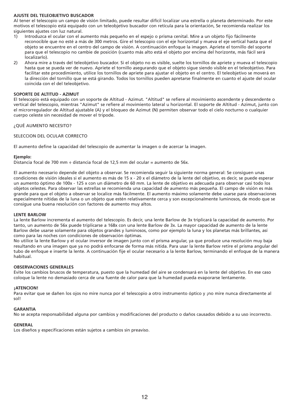 Konig Electronic Refractor telescope User Manual | Page 12 / 20