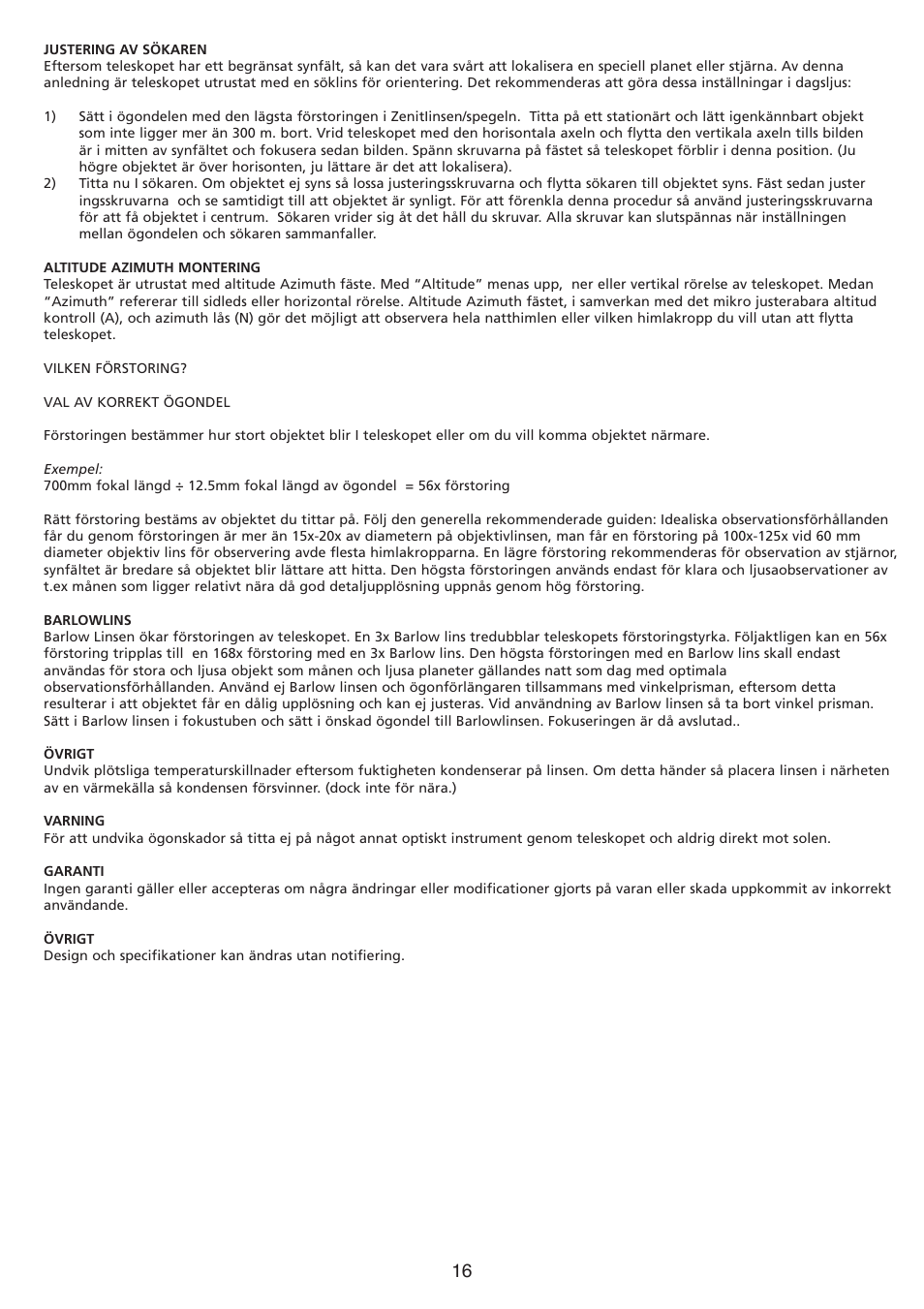 Konig Electronic Refractor telescope User Manual | Page 16 / 20