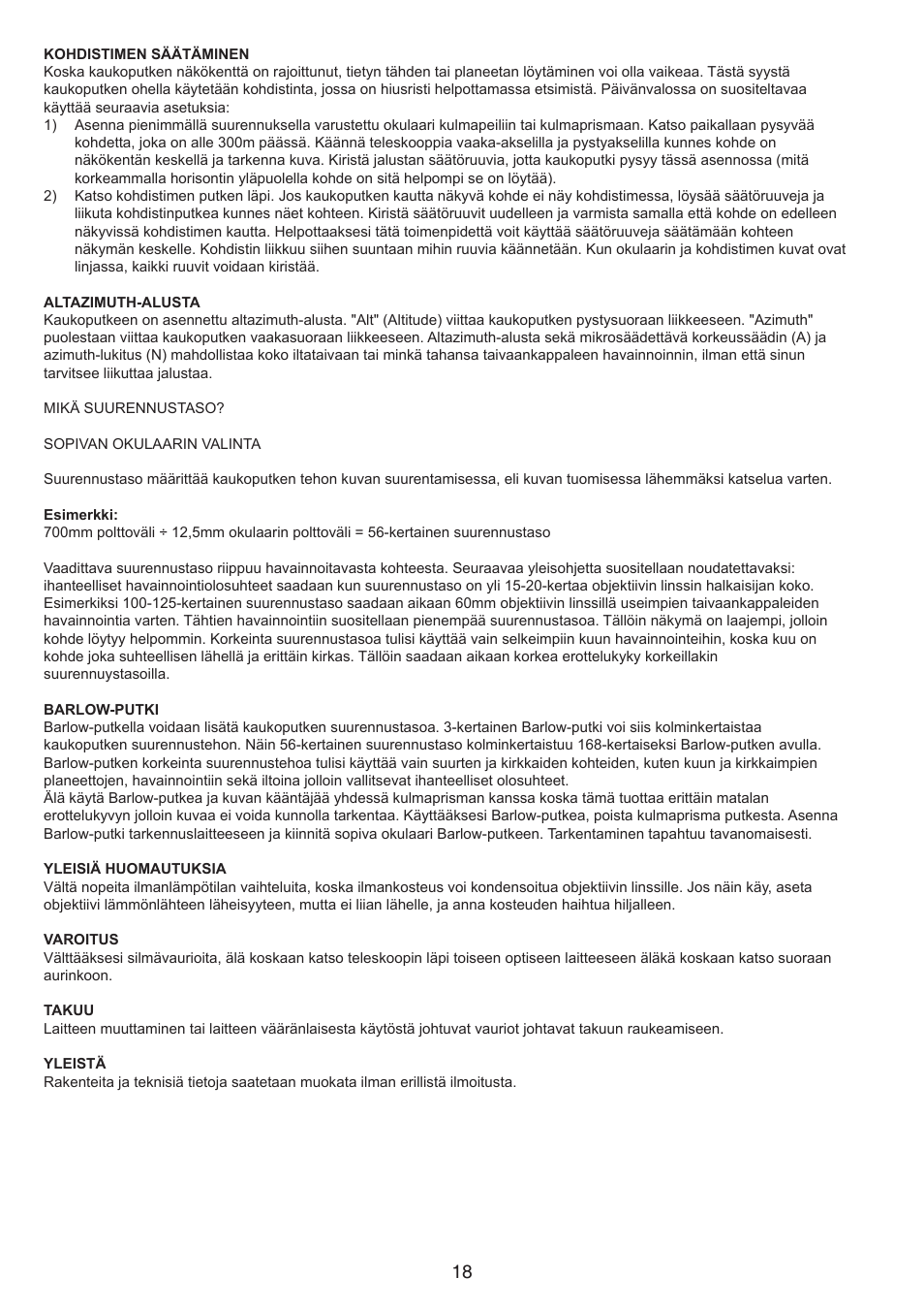 Konig Electronic Refractor telescope User Manual | Page 18 / 20