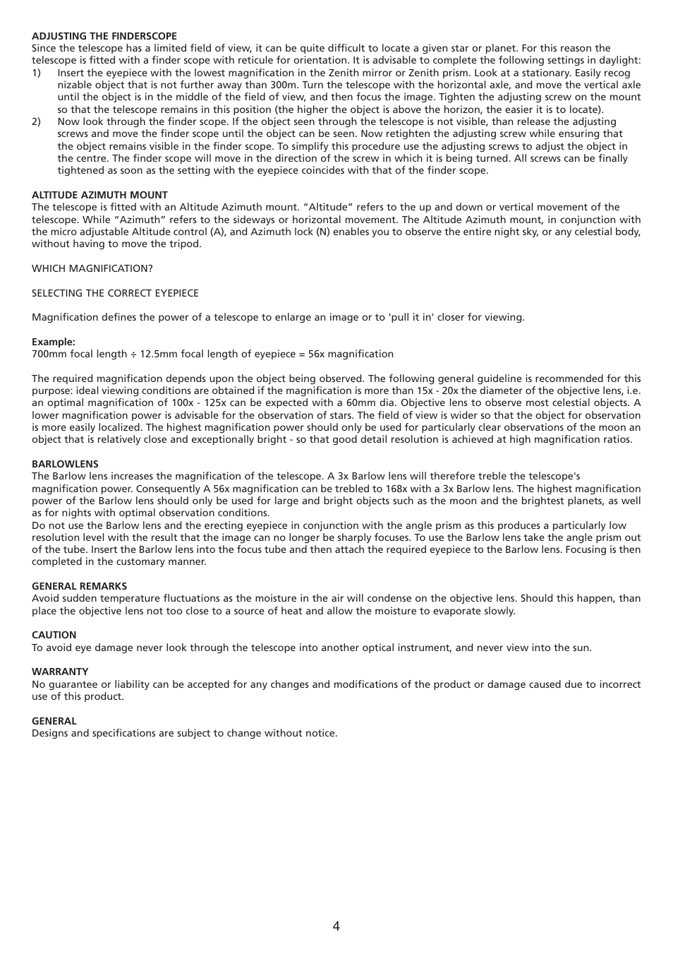 Konig Electronic Refractor telescope User Manual | Page 4 / 20