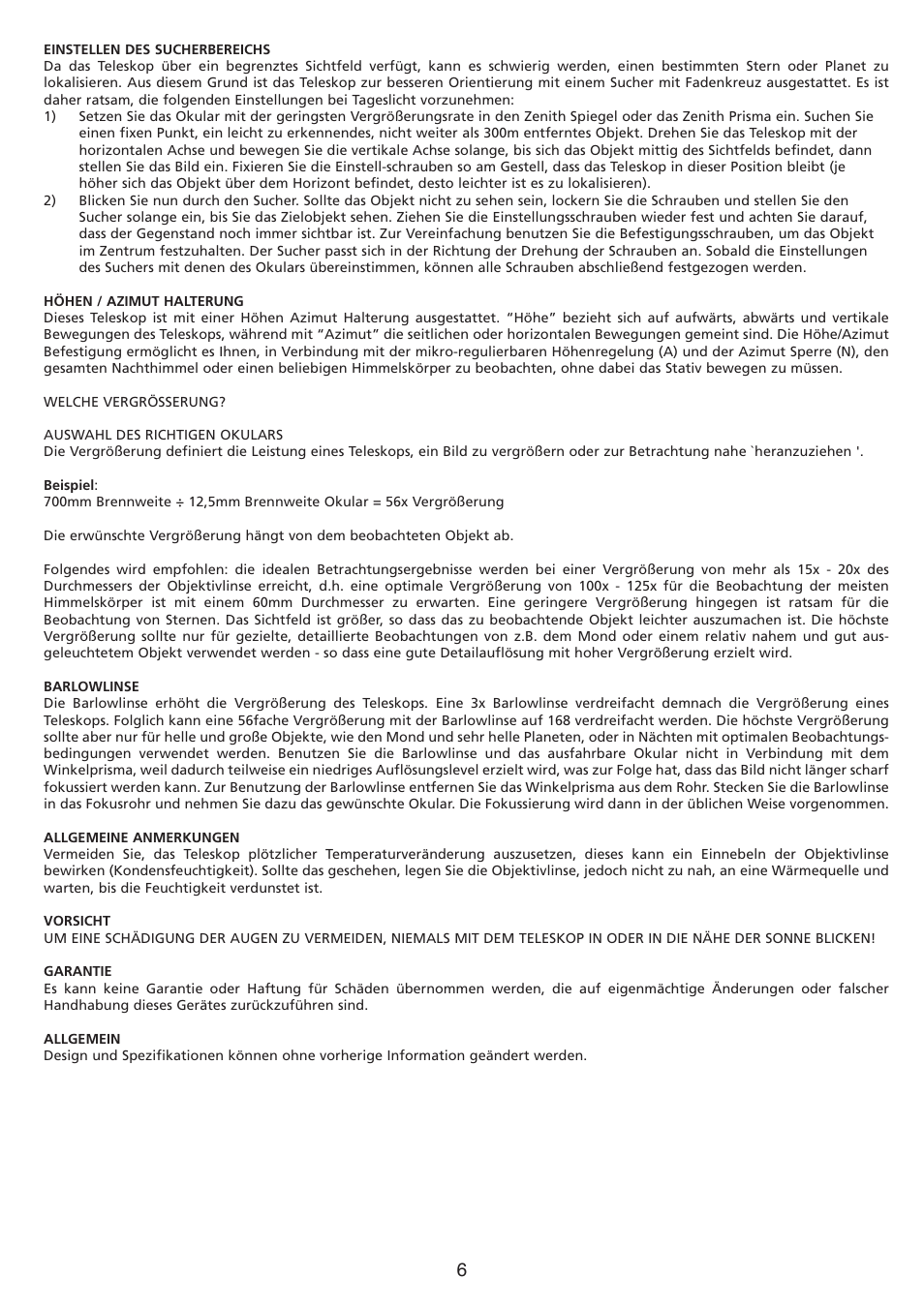 Konig Electronic Refractor telescope User Manual | Page 6 / 20