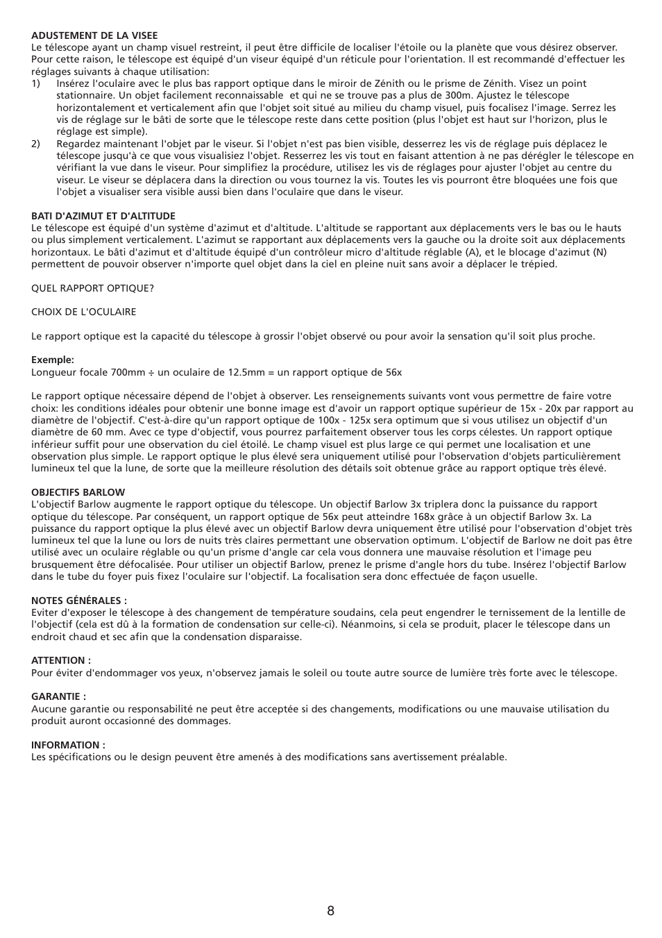 Konig Electronic Refractor telescope User Manual | Page 8 / 20