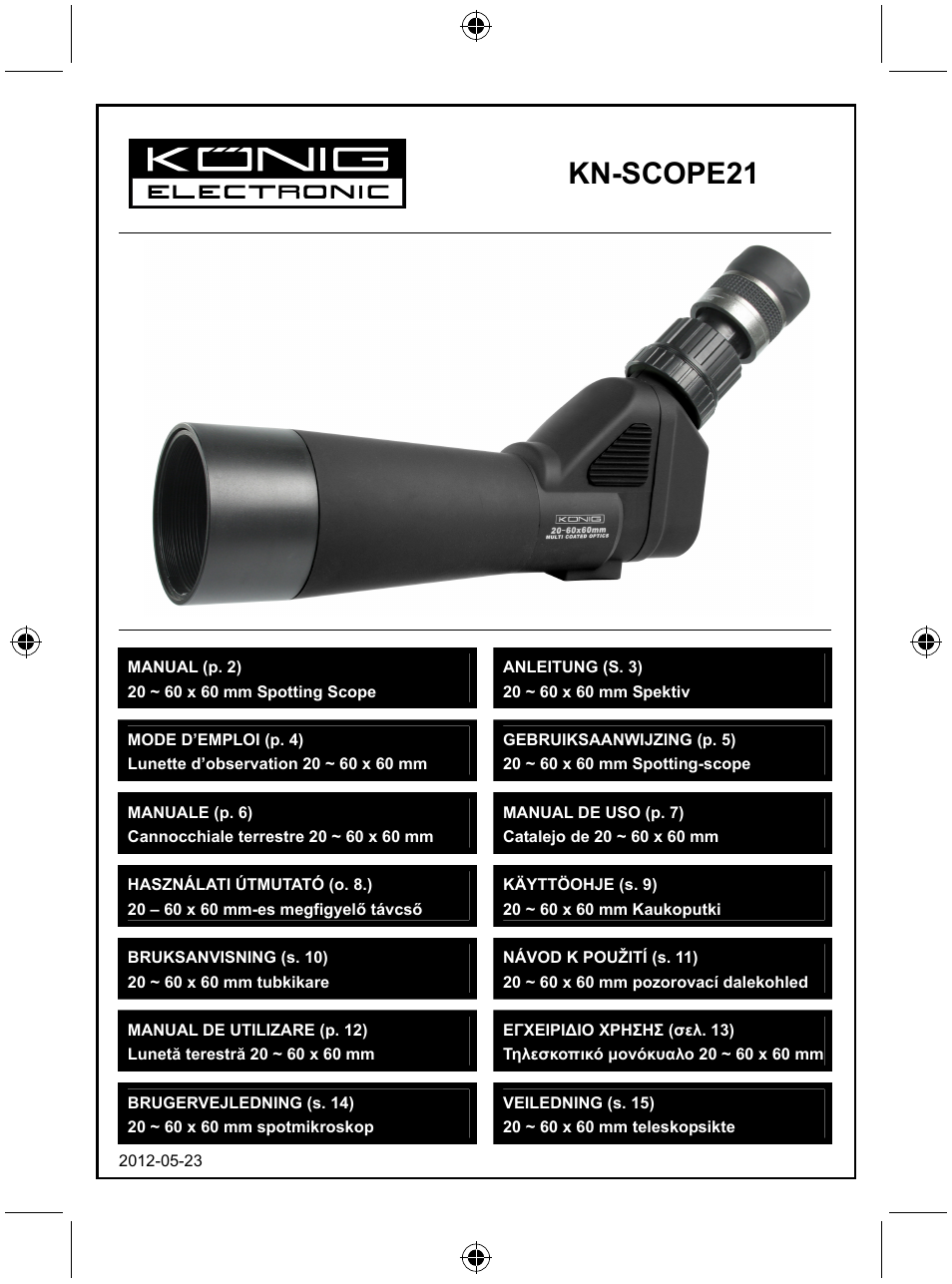 Konig Electronic Zoom spotting scope User Manual | 15 pages