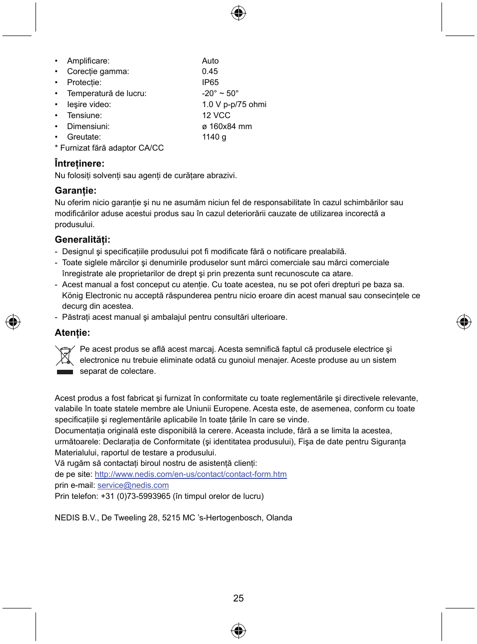 Konig Electronic High resolution CCTV camera with varifocal lens User Manual | Page 25 / 35