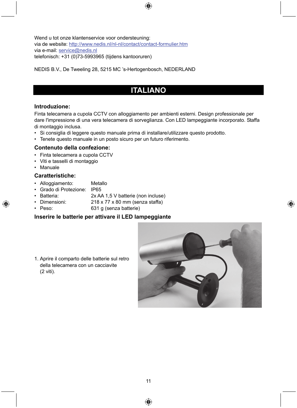 Italiano | Konig Electronic Dummy outdoor camera User Manual | Page 11 / 41