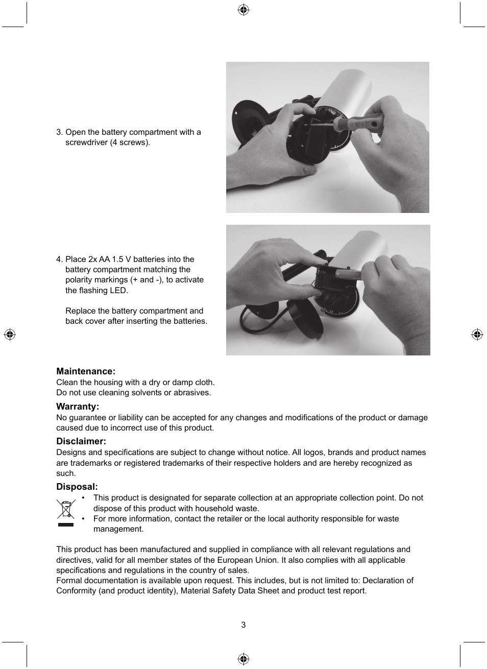 Konig Electronic Dummy outdoor camera User Manual | Page 3 / 41