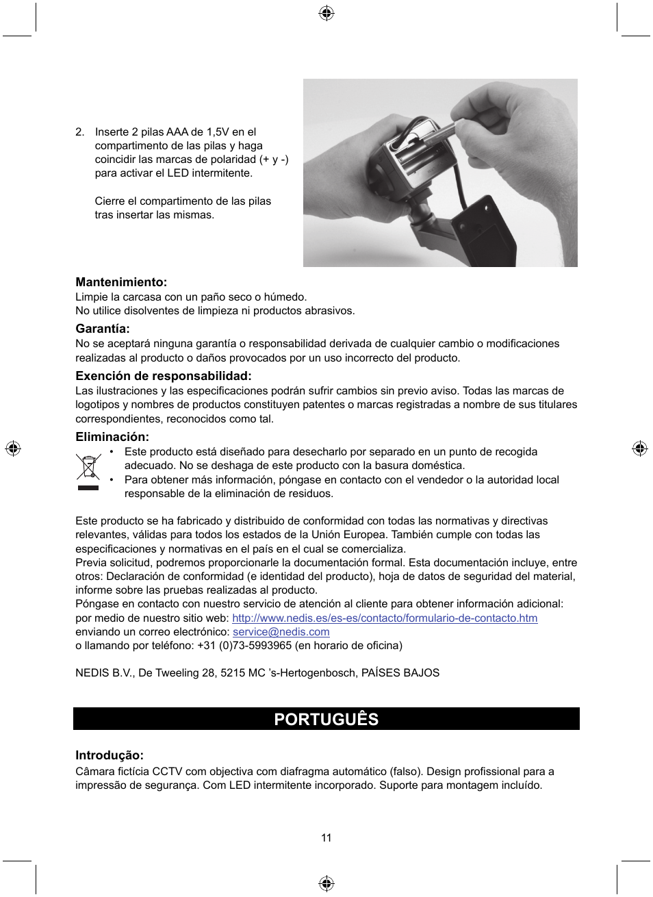 Português | Konig Electronic Dummy indoor camera User Manual | Page 11 / 28