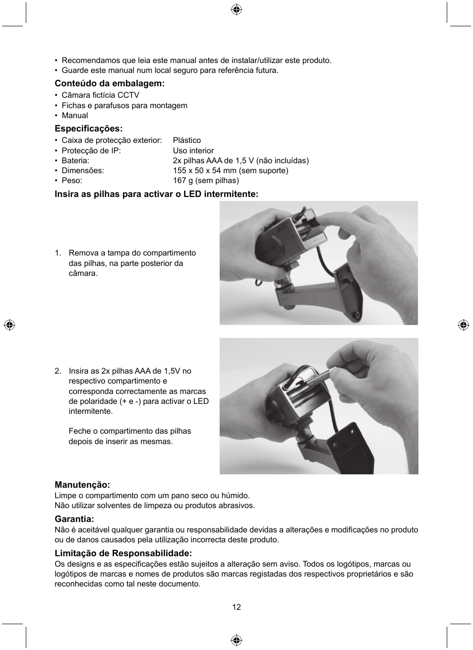 Konig Electronic Dummy indoor camera User Manual | Page 12 / 28