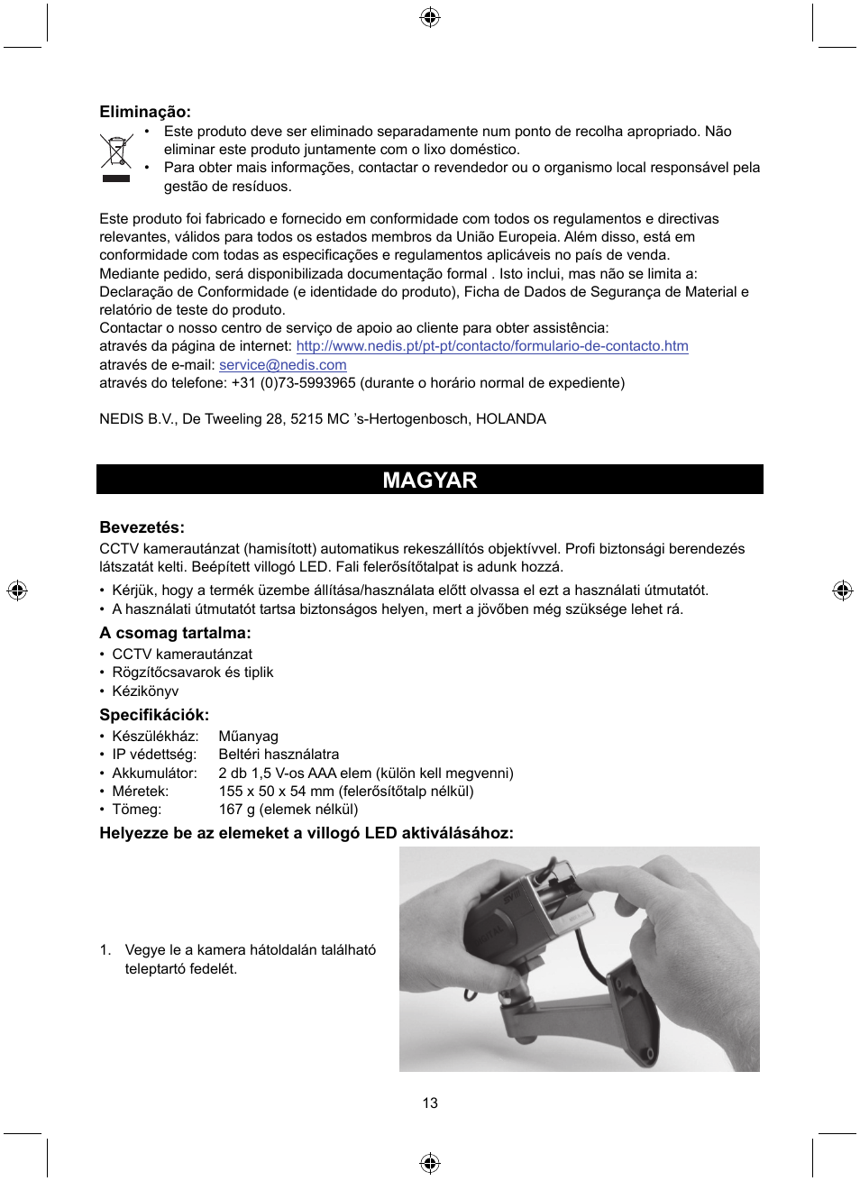 Magyar | Konig Electronic Dummy indoor camera User Manual | Page 13 / 28
