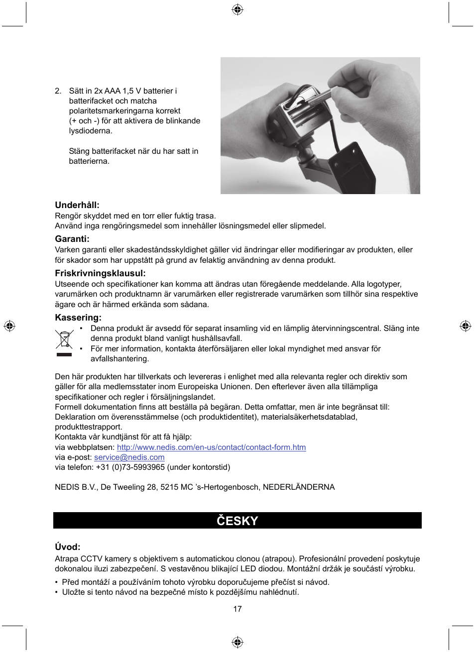 Česky | Konig Electronic Dummy indoor camera User Manual | Page 17 / 28