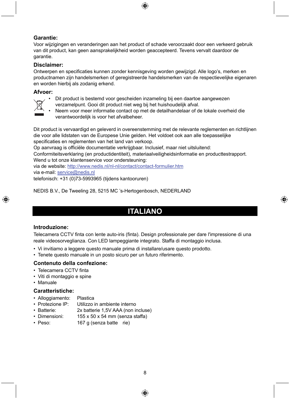 Italiano | Konig Electronic Dummy indoor camera User Manual | Page 8 / 28