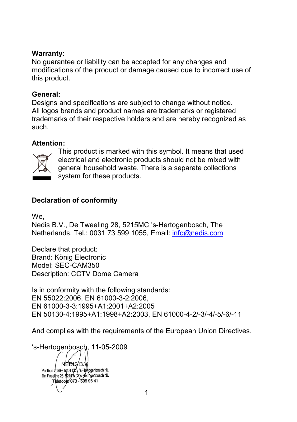 Konig Electronic Mini dome camera User Manual | Page 2 / 3