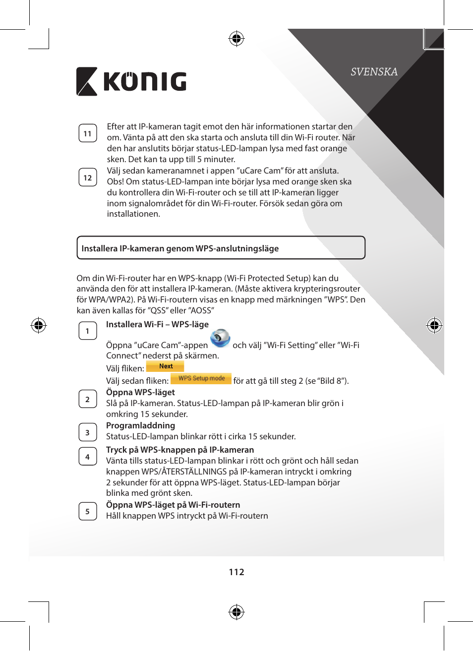 Svenska | Konig Electronic Indoor pan-tilt IP camera remote video surveillance User Manual | Page 112 / 289