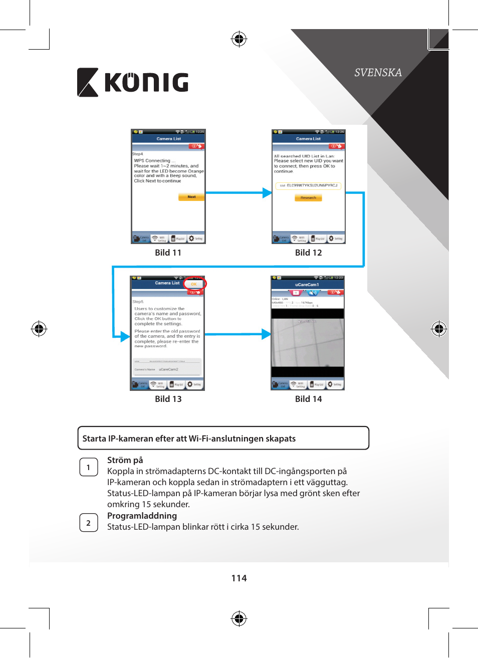 Svenska | Konig Electronic Indoor pan-tilt IP camera remote video surveillance User Manual | Page 114 / 289