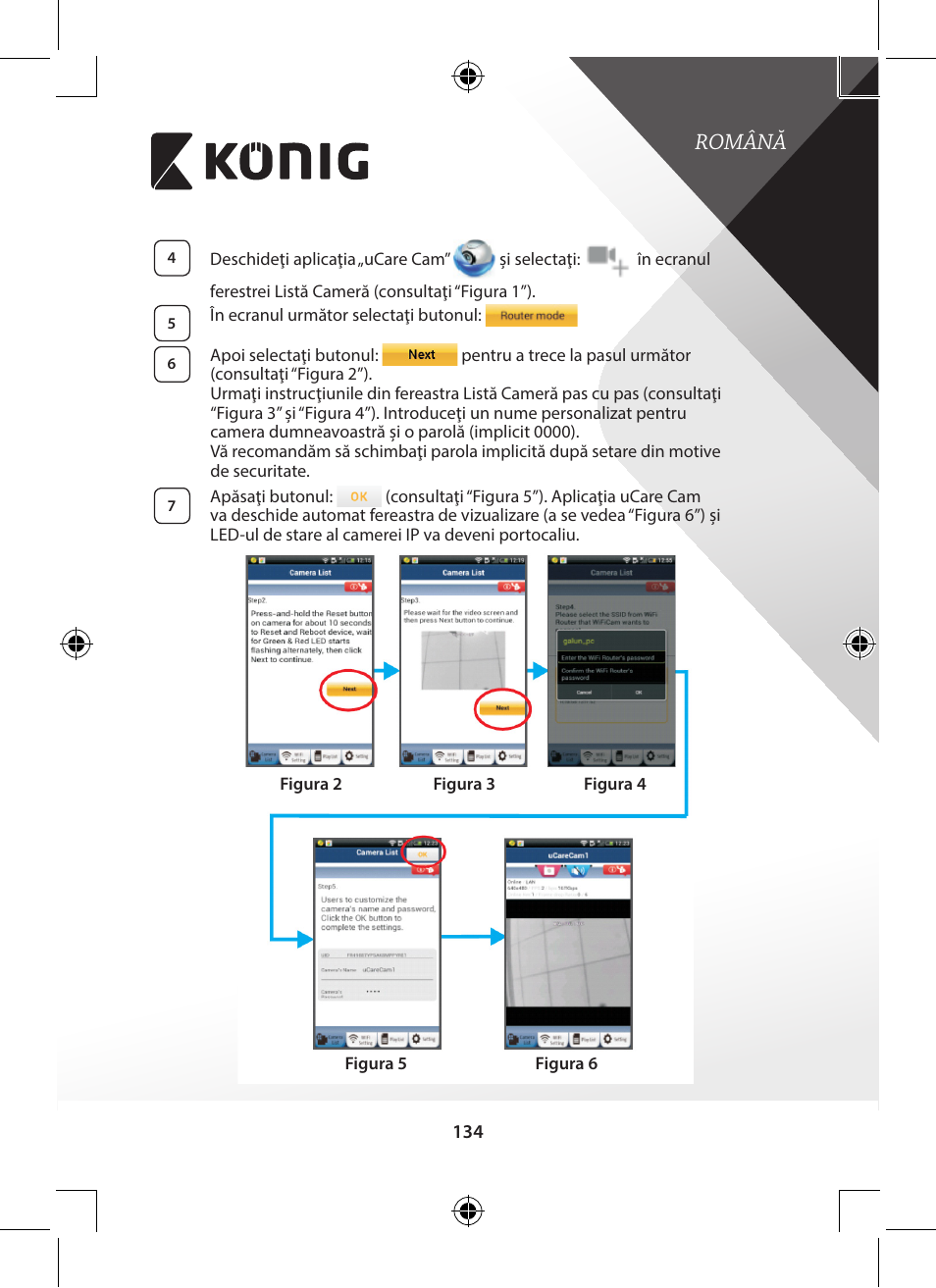 Română | Konig Electronic Indoor pan-tilt IP camera remote video surveillance User Manual | Page 134 / 289