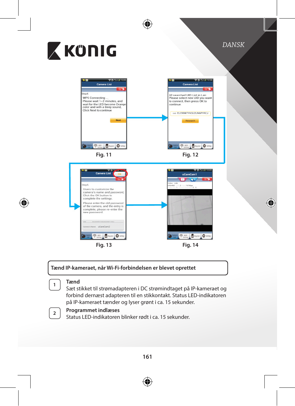 Dansk | Konig Electronic Indoor pan-tilt IP camera remote video surveillance User Manual | Page 161 / 289