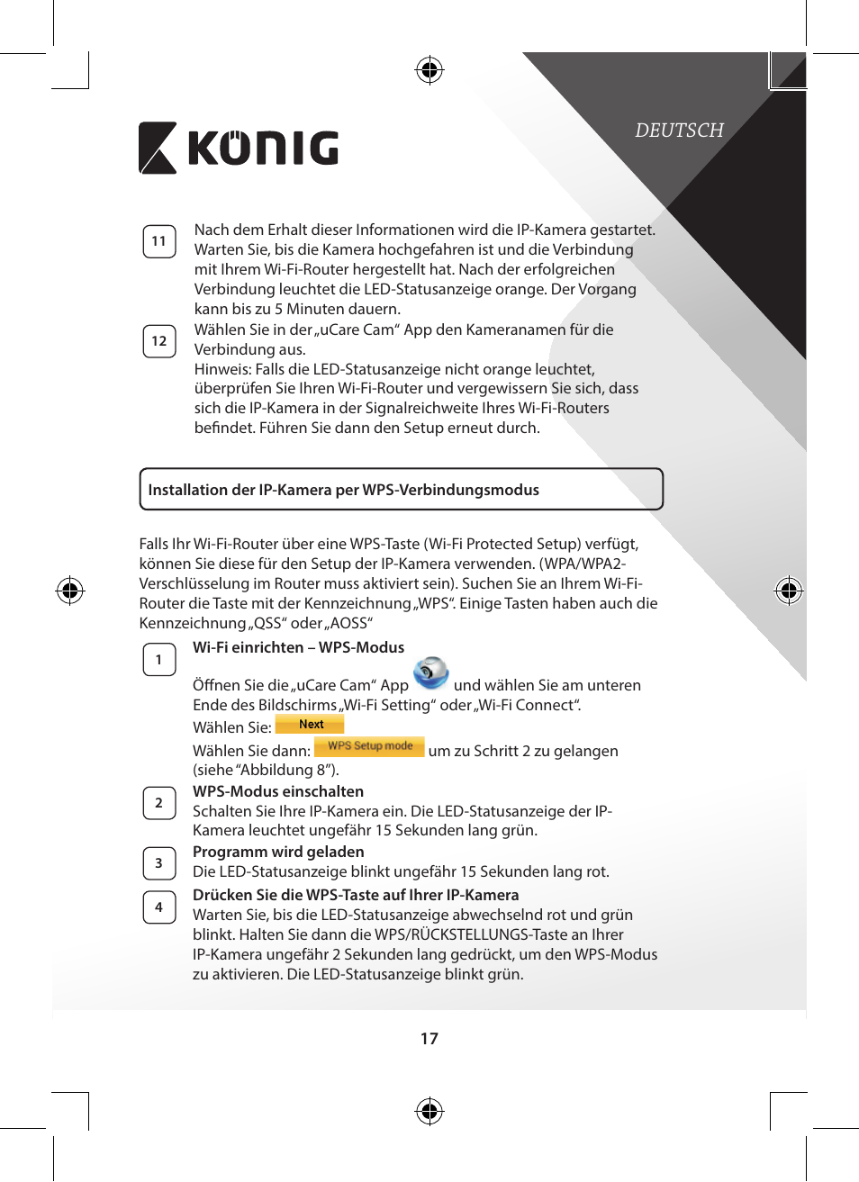 Deutsch | Konig Electronic Indoor pan-tilt IP camera remote video surveillance User Manual | Page 17 / 289