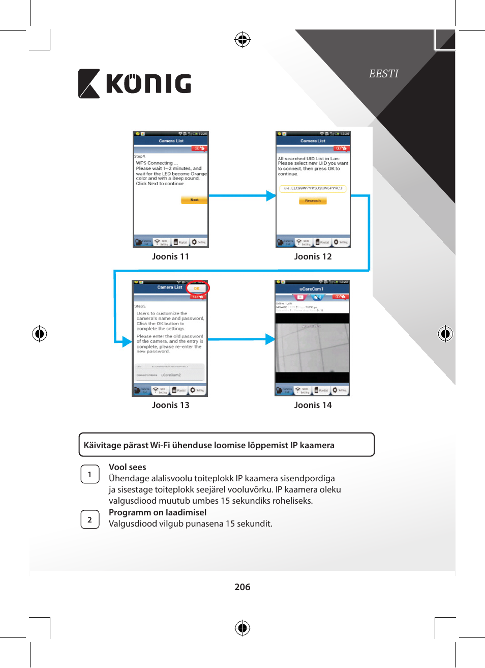 Eesti | Konig Electronic Indoor pan-tilt IP camera remote video surveillance User Manual | Page 206 / 289