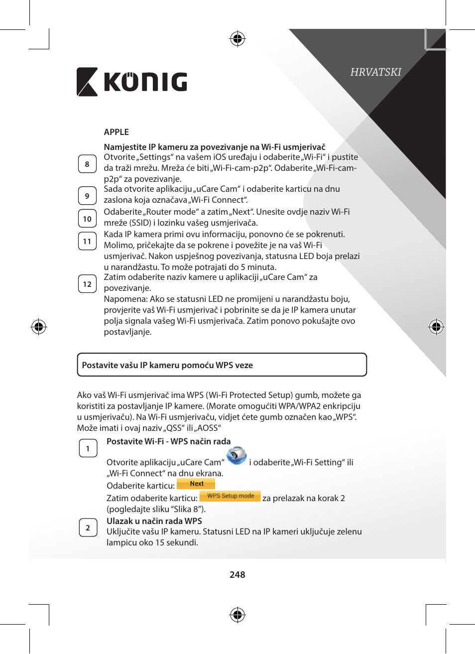 Hrvatski | Konig Electronic Indoor pan-tilt IP camera remote video surveillance User Manual | Page 248 / 289