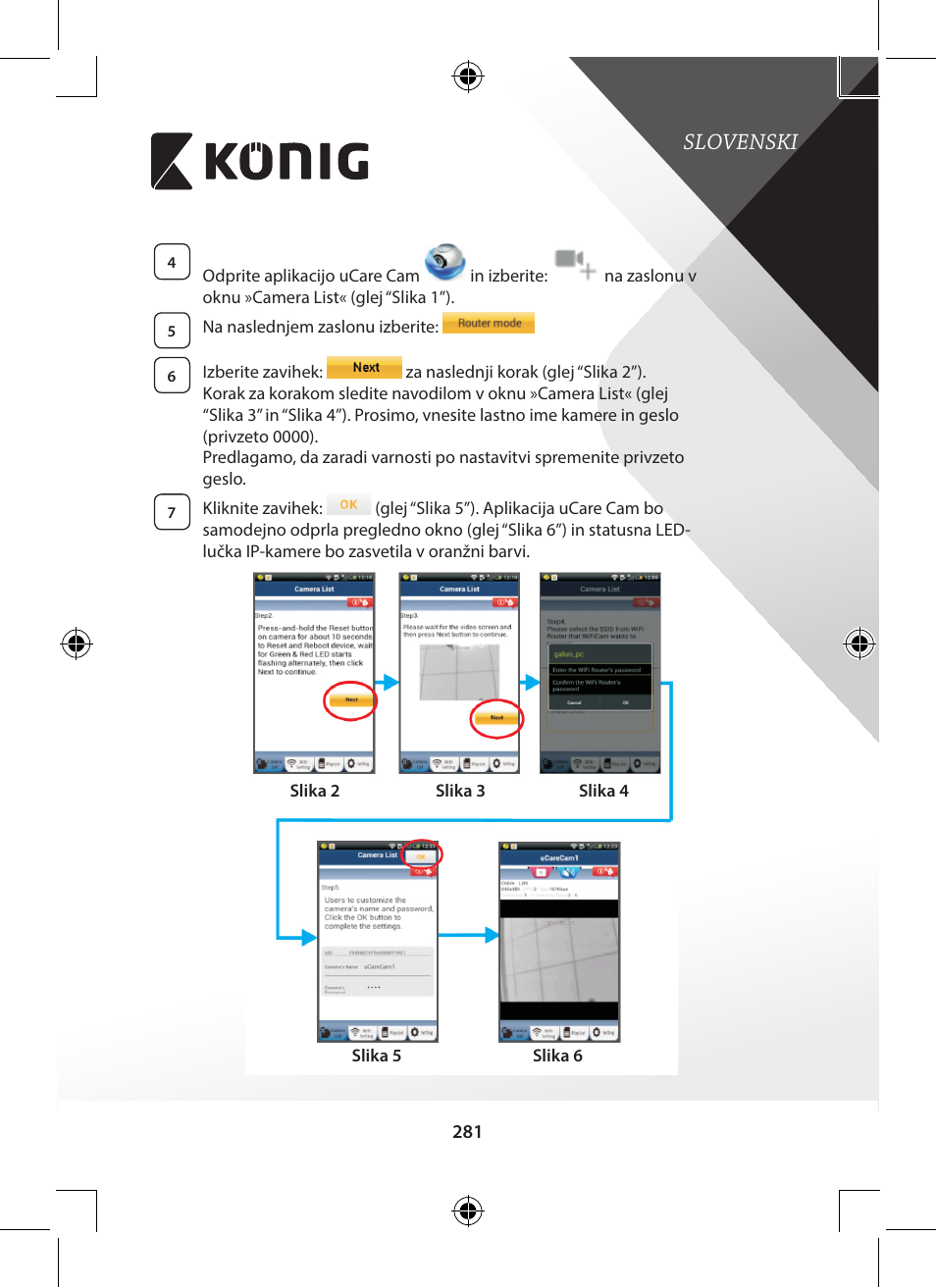 Slovenski | Konig Electronic Indoor pan-tilt IP camera remote video surveillance User Manual | Page 281 / 289