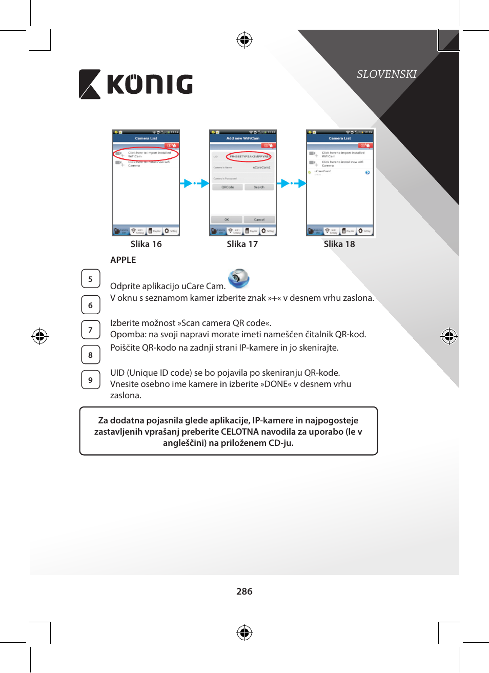 Slovenski | Konig Electronic Indoor pan-tilt IP camera remote video surveillance User Manual | Page 286 / 289
