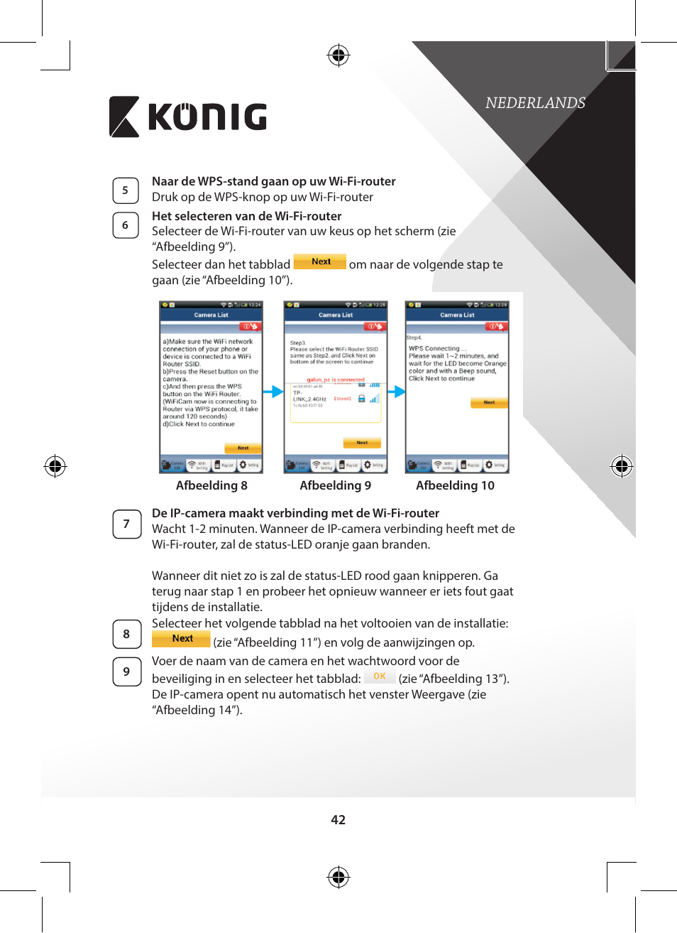 Nederlands | Konig Electronic Indoor pan-tilt IP camera remote video surveillance User Manual | Page 42 / 289