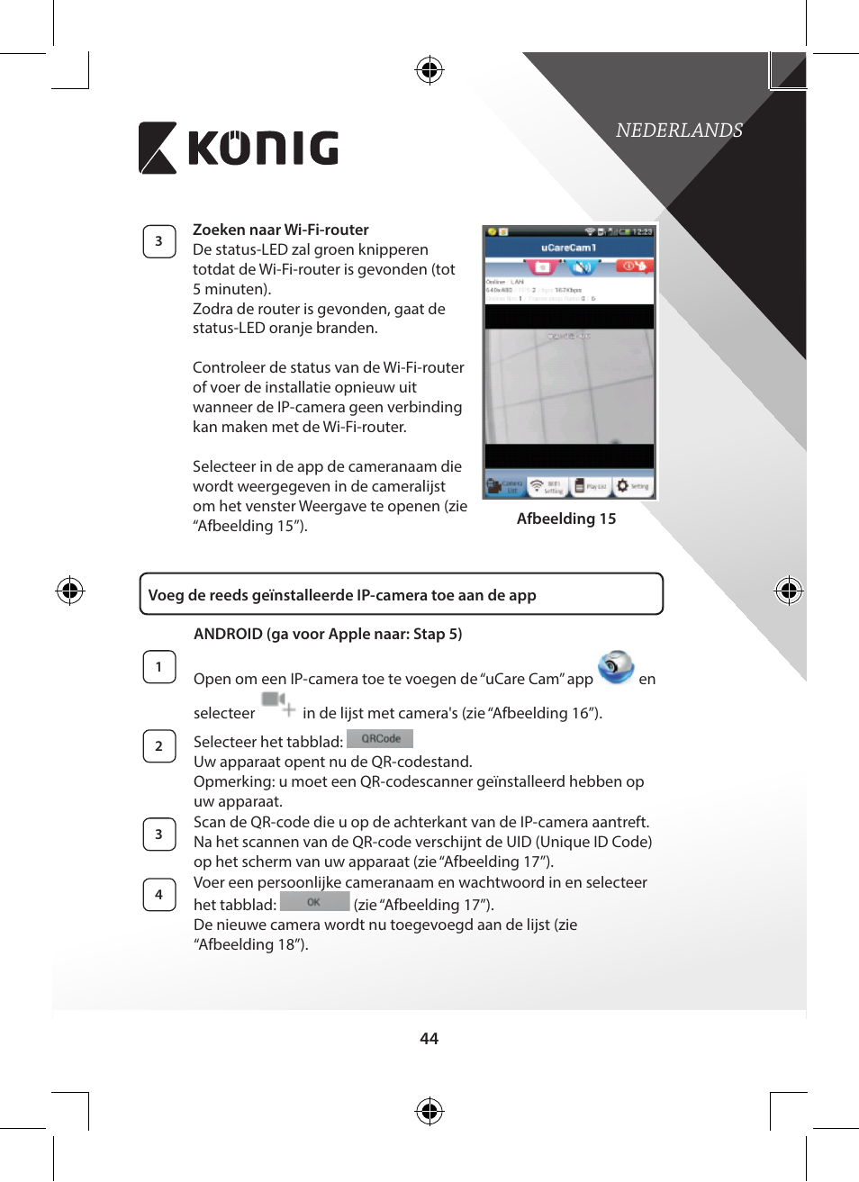 Nederlands | Konig Electronic Indoor pan-tilt IP camera remote video surveillance User Manual | Page 44 / 289