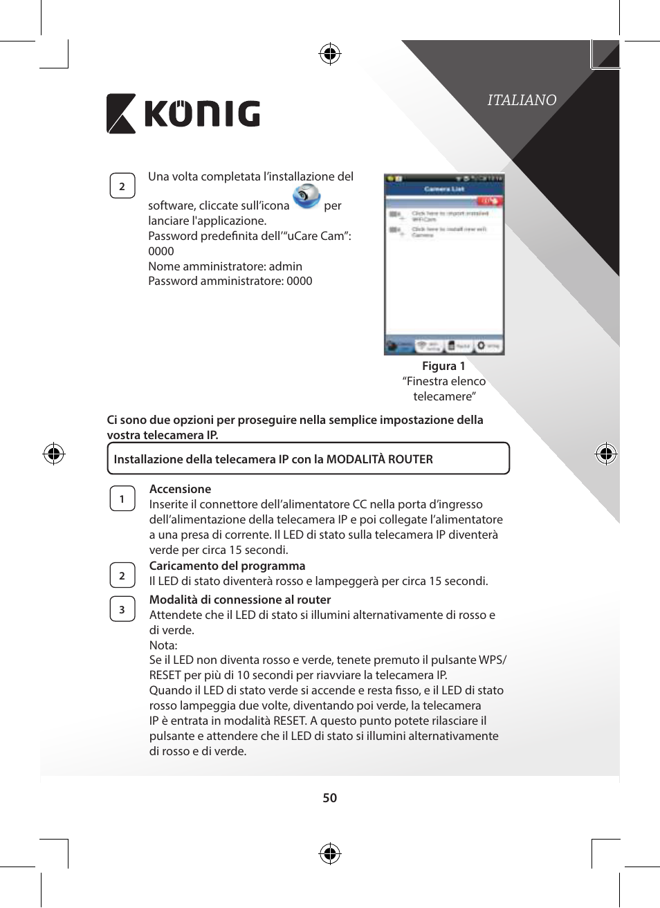 Italiano | Konig Electronic Indoor pan-tilt IP camera remote video surveillance User Manual | Page 50 / 289