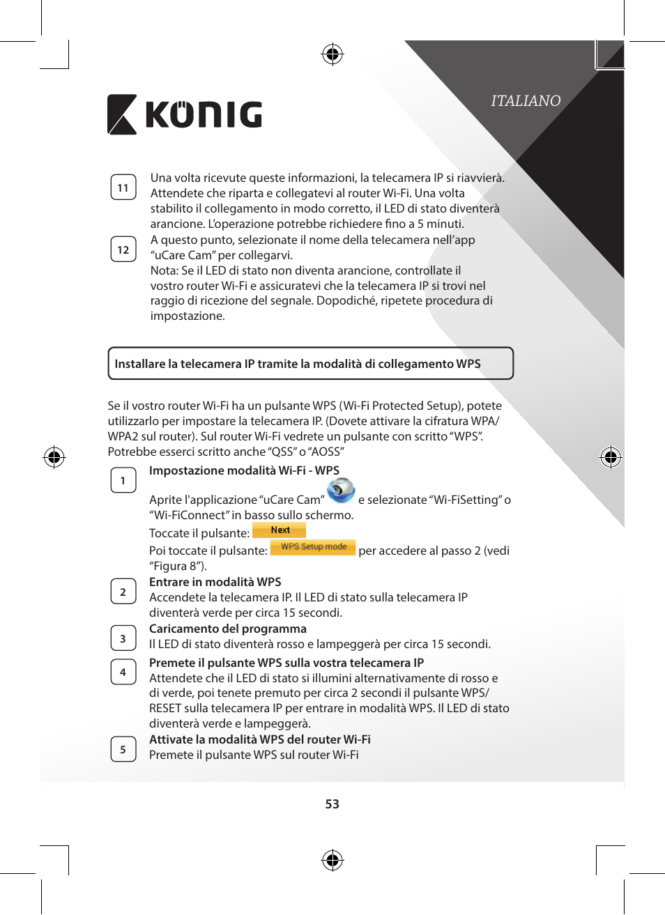Italiano | Konig Electronic Indoor pan-tilt IP camera remote video surveillance User Manual | Page 53 / 289