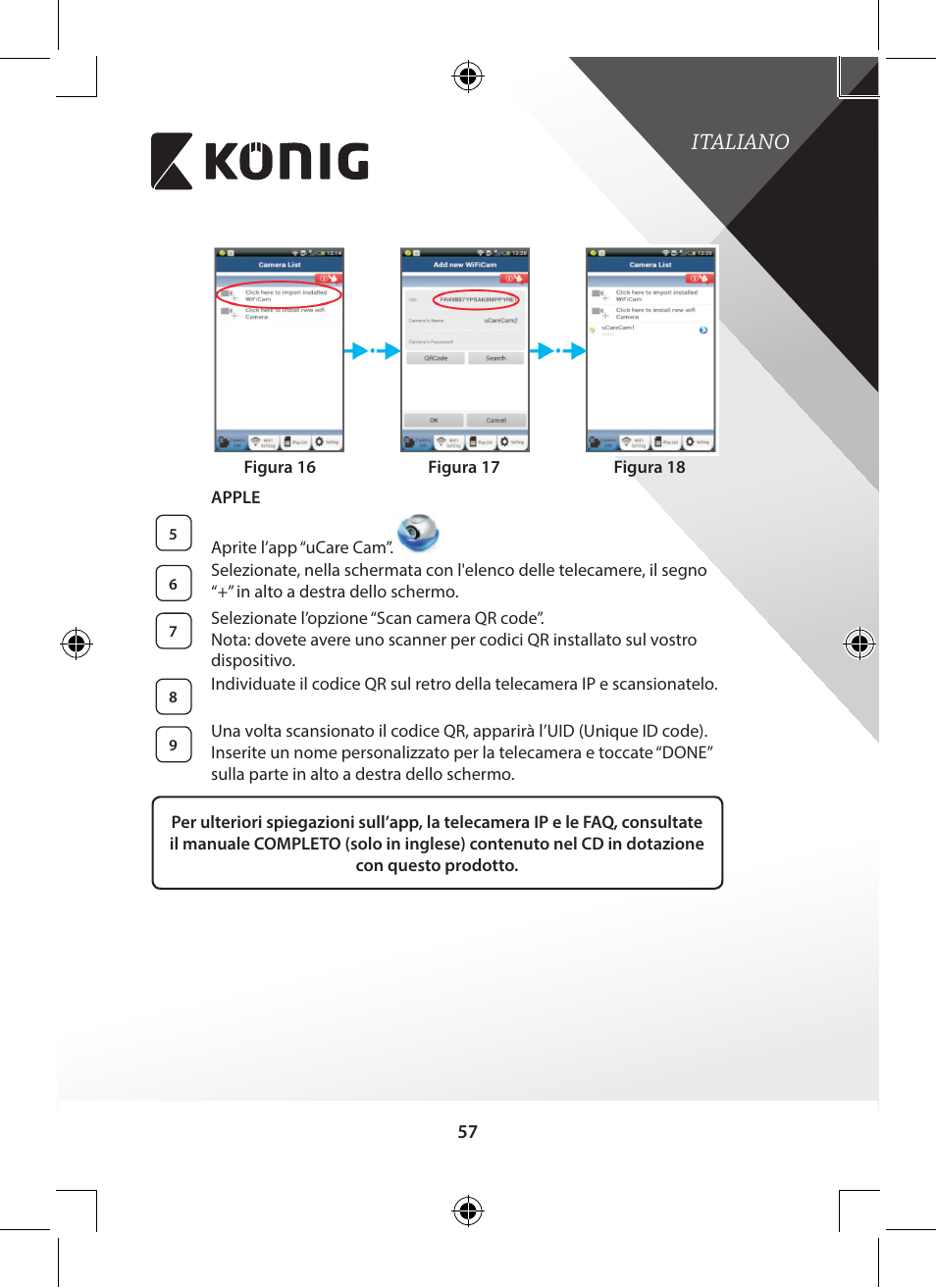 Italiano | Konig Electronic Indoor pan-tilt IP camera remote video surveillance User Manual | Page 57 / 289