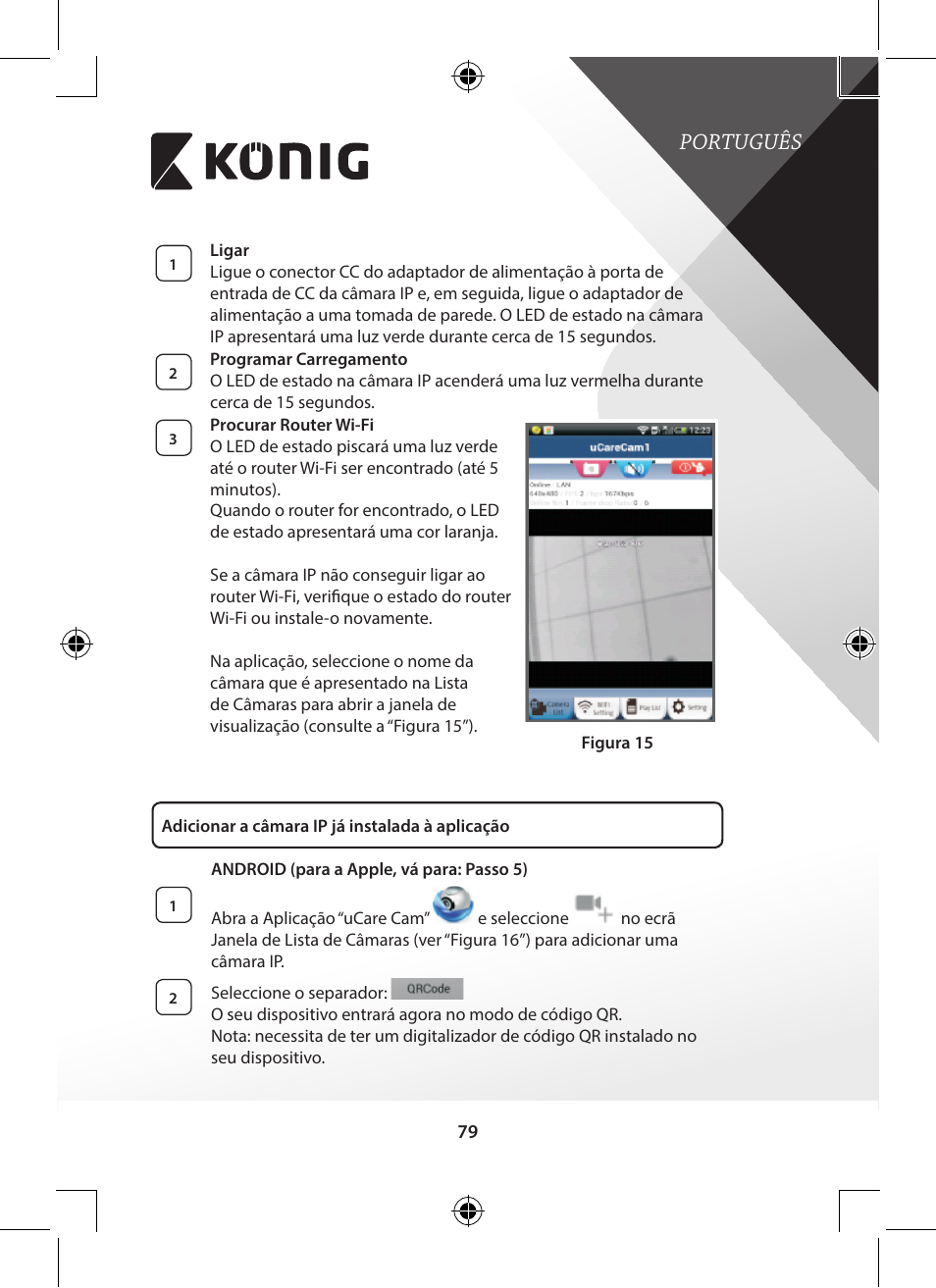 Português | Konig Electronic Indoor pan-tilt IP camera remote video surveillance User Manual | Page 79 / 289