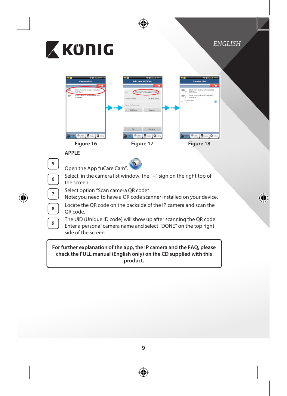 English | Konig Electronic Indoor pan-tilt IP camera remote video surveillance User Manual | Page 9 / 289
