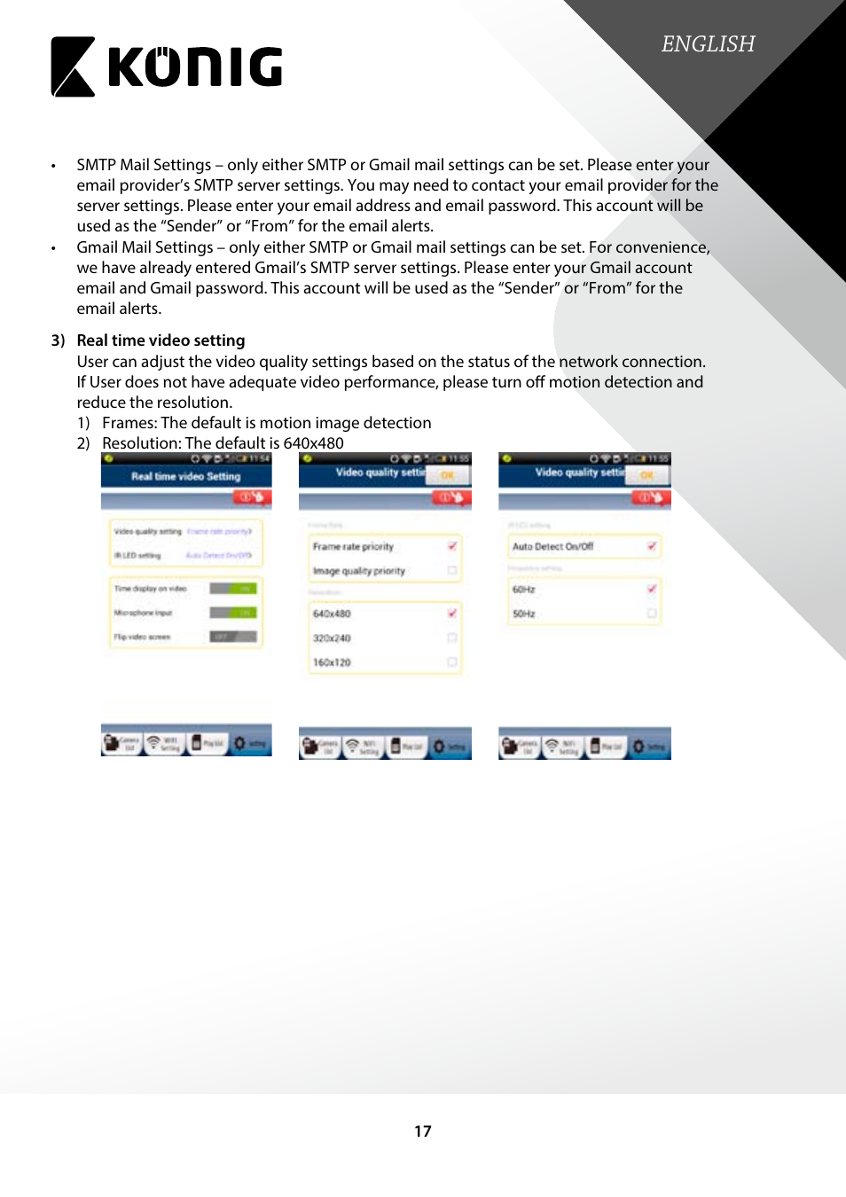 English | Konig Electronic Outdoor IP camera remote video surveillance User Manual | Page 17 / 23