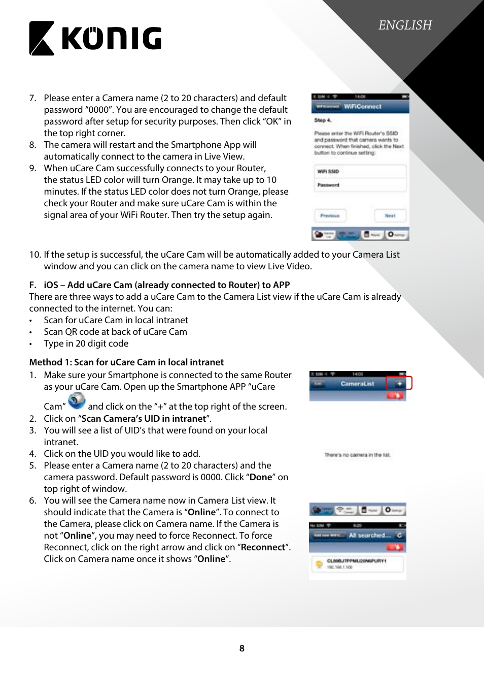English | Konig Electronic Outdoor IP camera remote video surveillance User Manual | Page 8 / 23