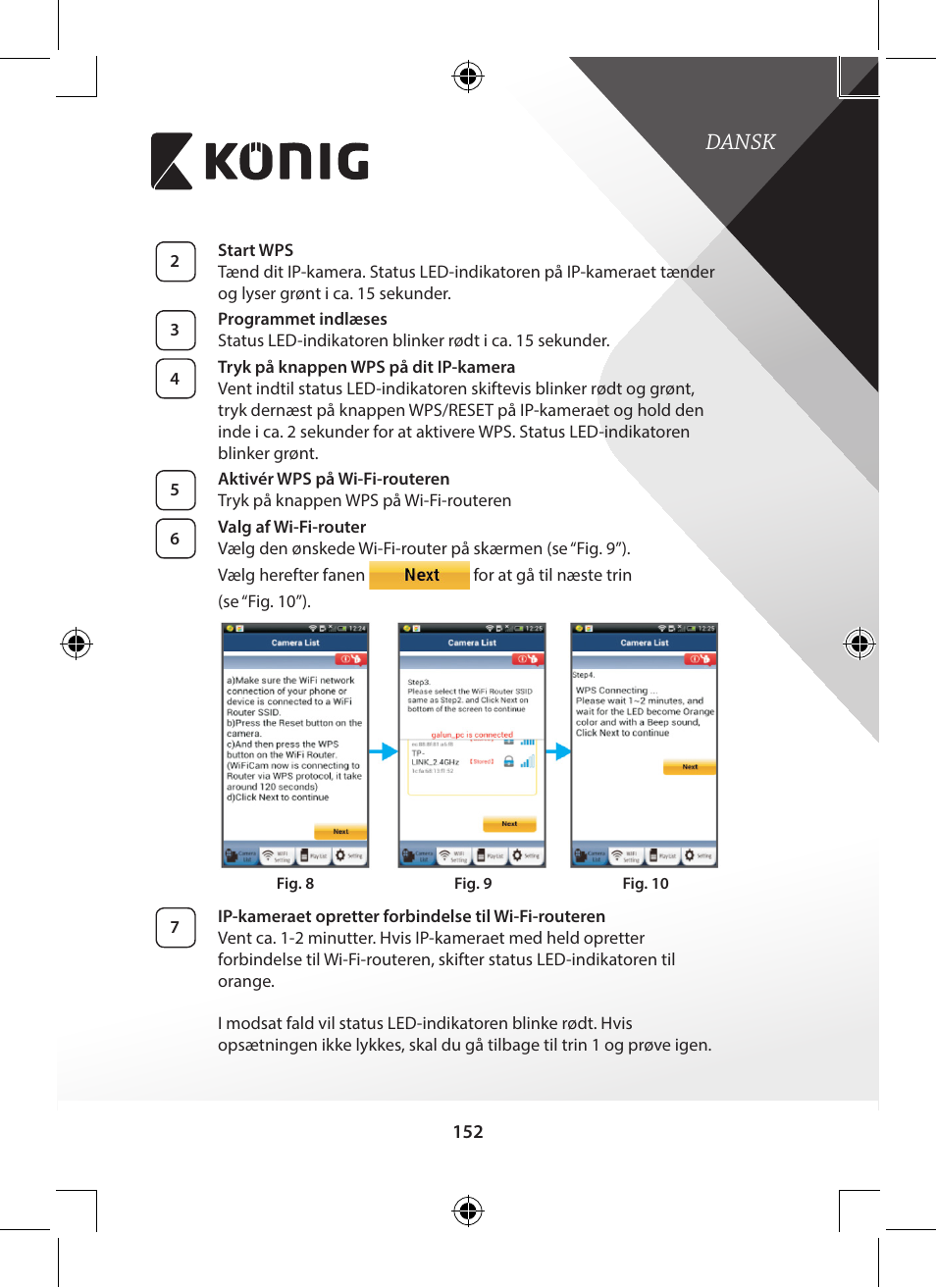 Fig. 10”), Dansk | Konig Electronic Outdoor IP camera remote video surveillance User Manual | Page 152 / 281