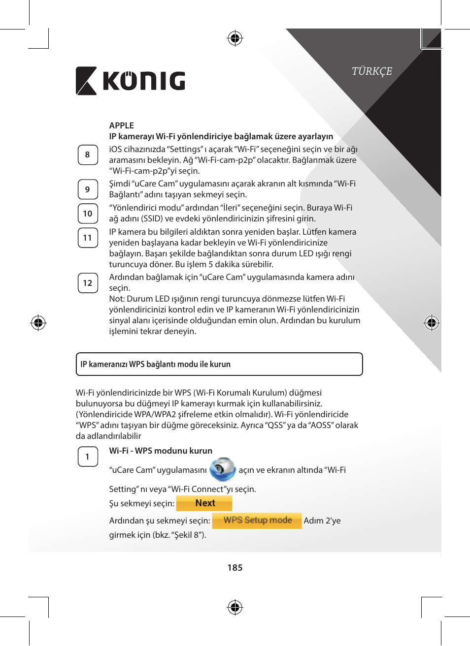 Türkçe | Konig Electronic Outdoor IP camera remote video surveillance User Manual | Page 185 / 281
