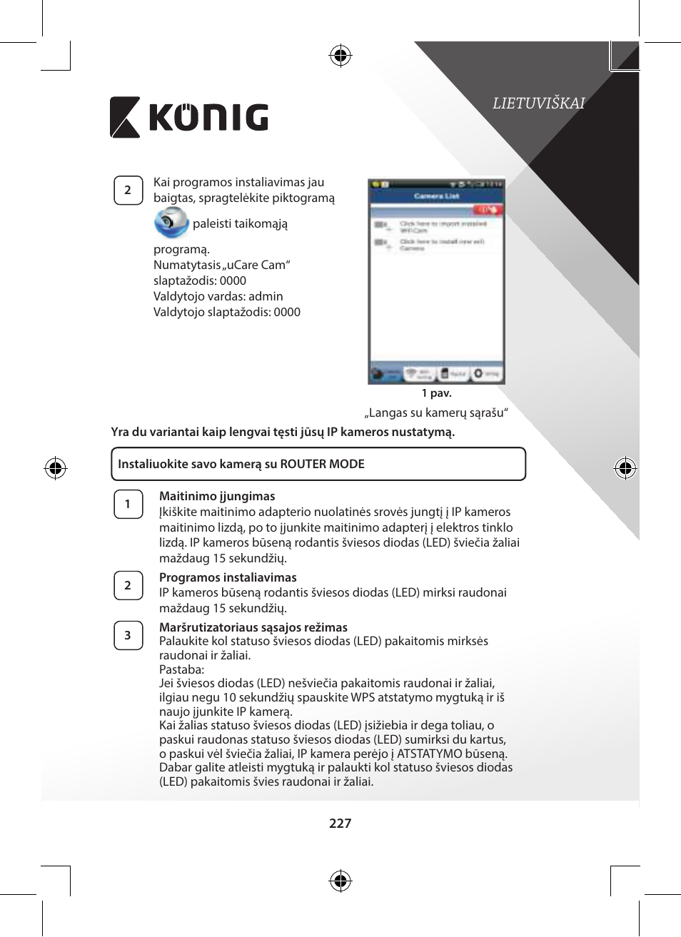 Lietuviškai | Konig Electronic Outdoor IP camera remote video surveillance User Manual | Page 227 / 281
