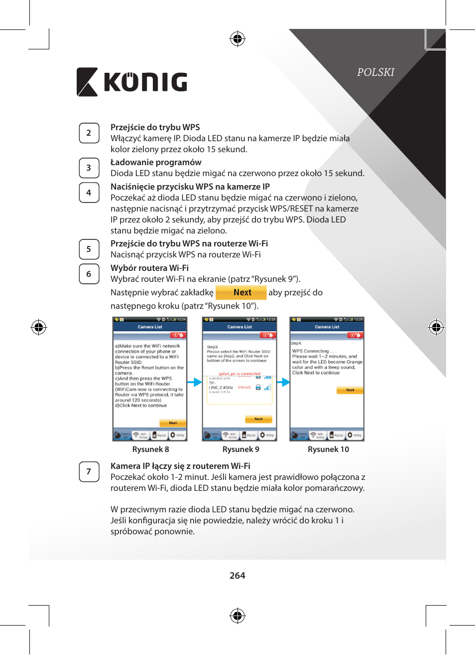 Rysunek 10”), Polski | Konig Electronic Outdoor IP camera remote video surveillance User Manual | Page 264 / 281