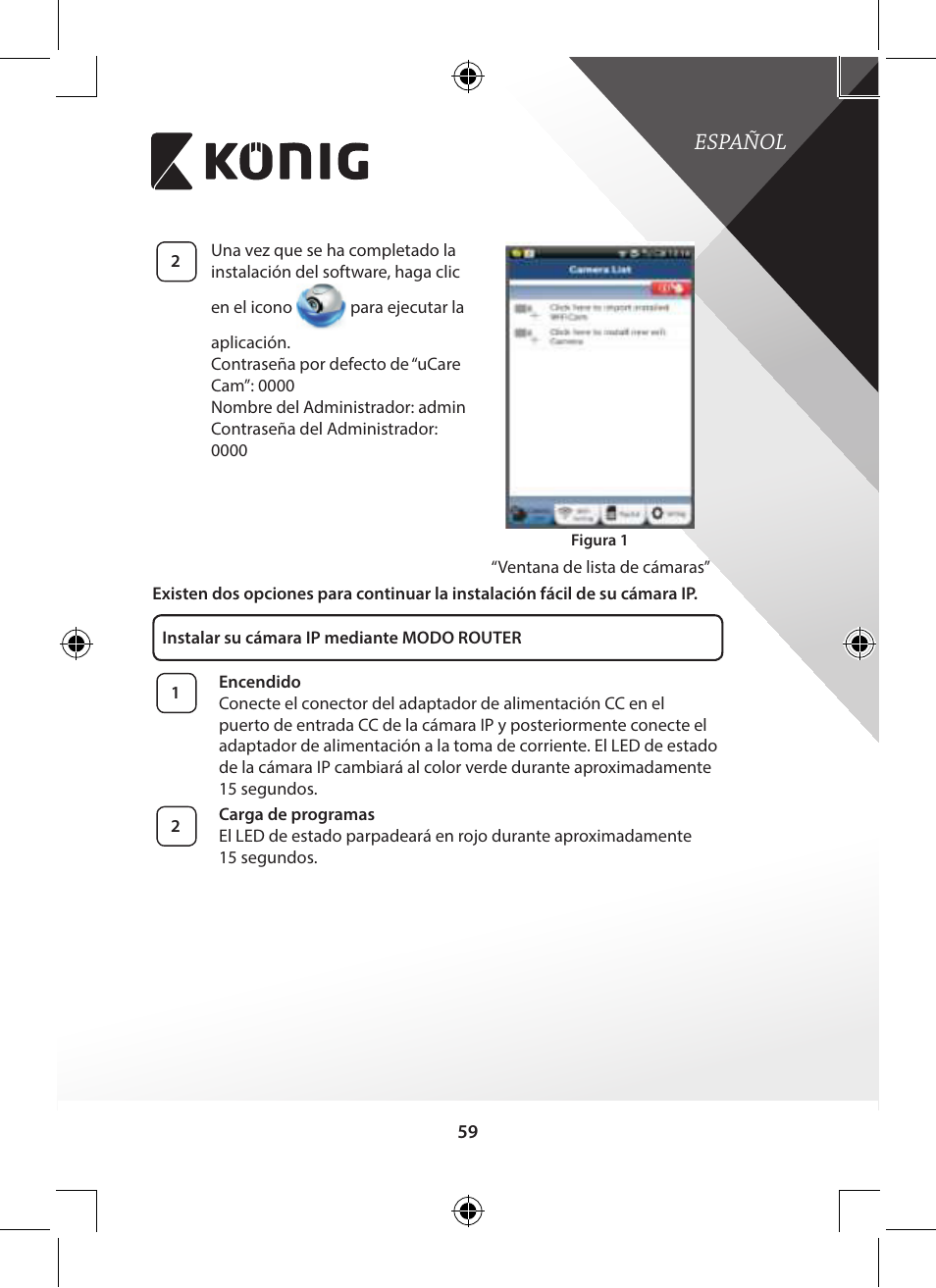 Español | Konig Electronic Outdoor IP camera remote video surveillance User Manual | Page 59 / 281