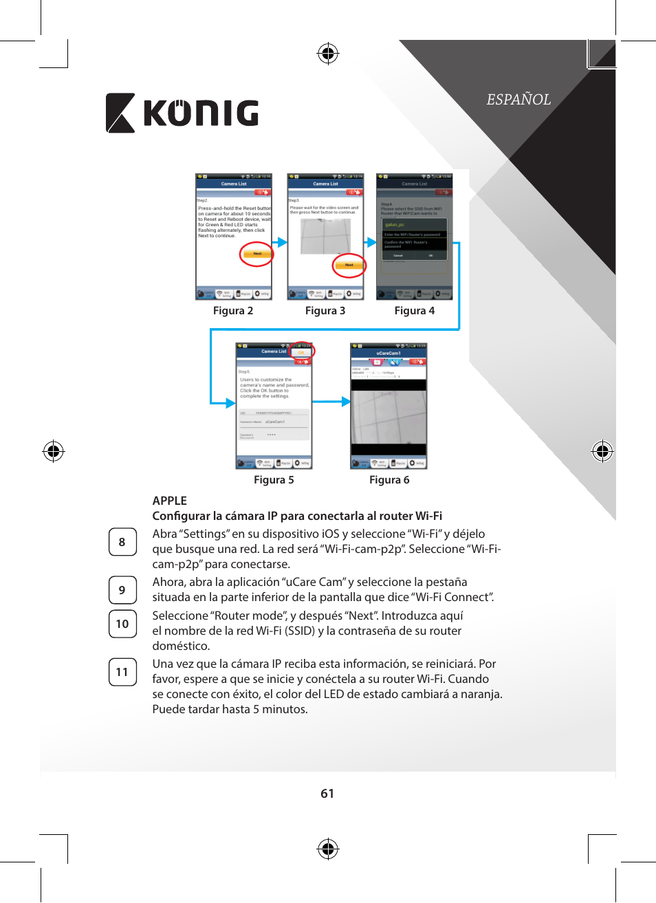 Figura 2”), Figura 3, Figura 5”) | Figura, Español | Konig Electronic Outdoor IP camera remote video surveillance User Manual | Page 61 / 281