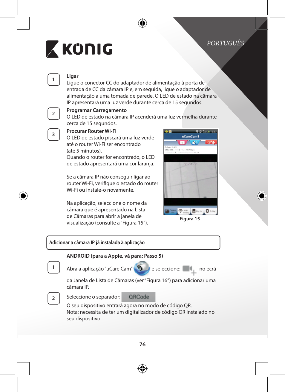 Português | Konig Electronic Outdoor IP camera remote video surveillance User Manual | Page 76 / 281