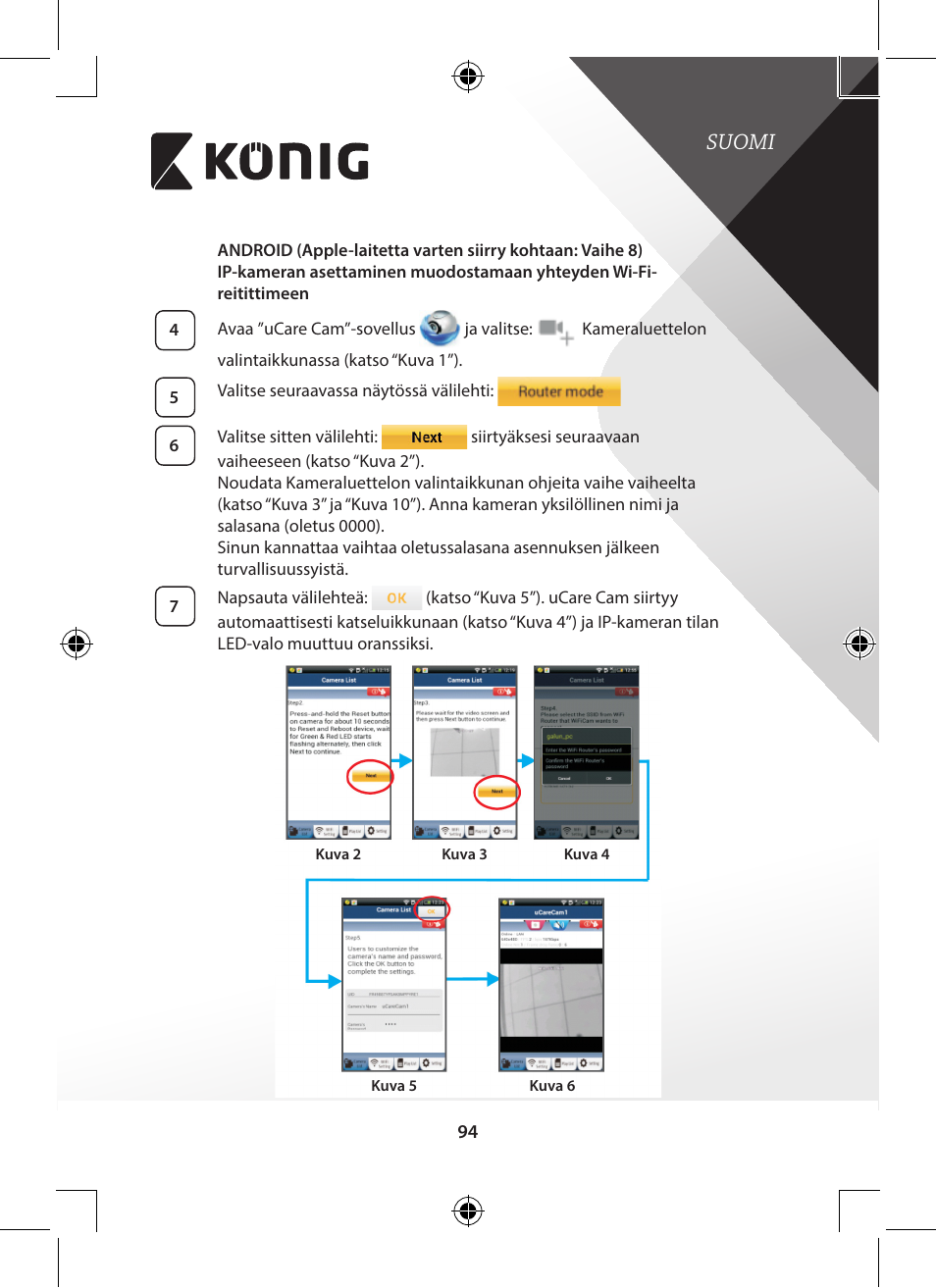 Suomi | Konig Electronic Outdoor IP camera remote video surveillance User Manual | Page 94 / 281